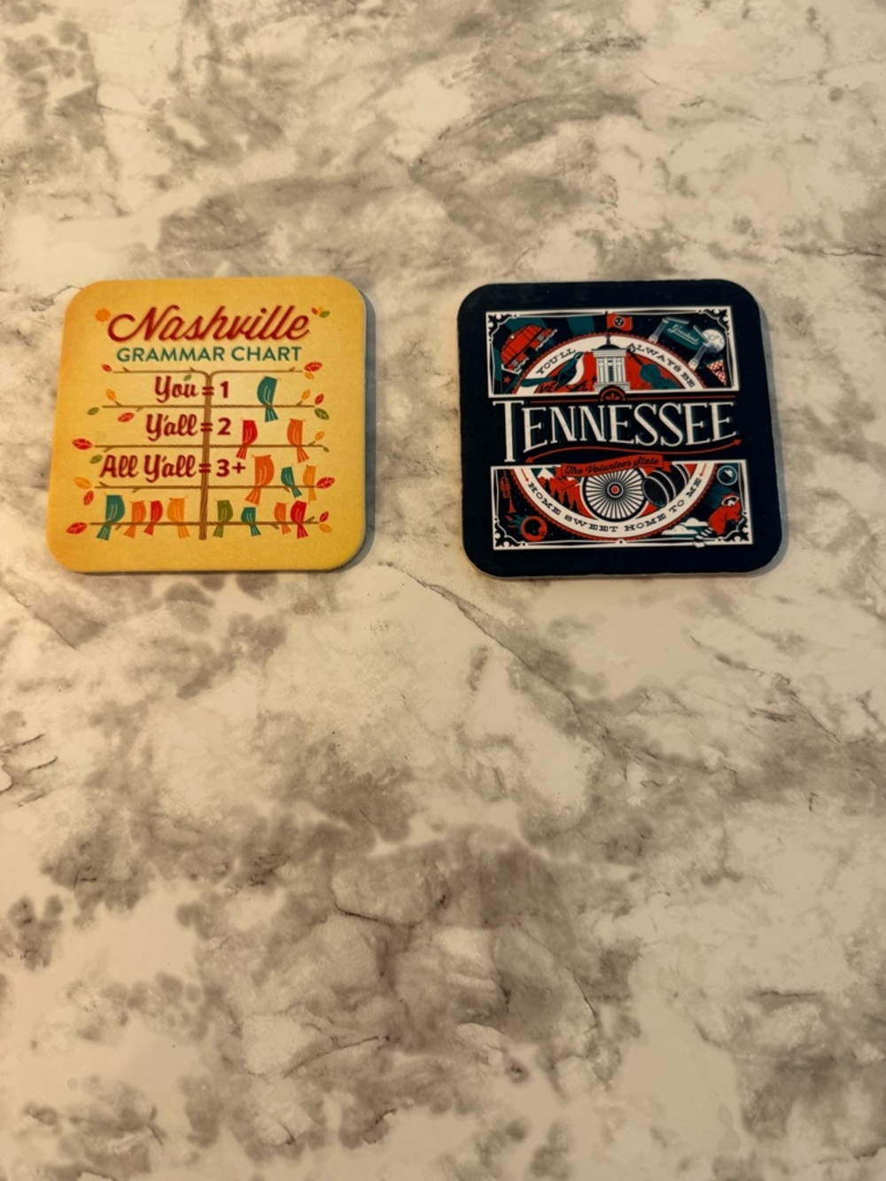 Nashville & Tennessee Souvenir Coaster Set - Yellow & Black